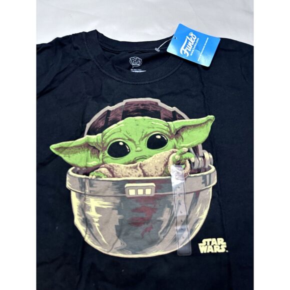 Star wars Men Large Tee The Mandalorian The Child Grogu black T-Shirt NEW - Picture 3 of 7